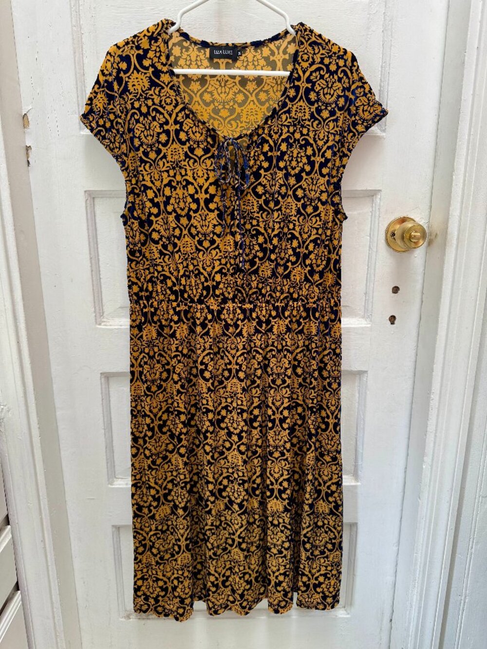 Modcloth Blue and Gold velvet dress